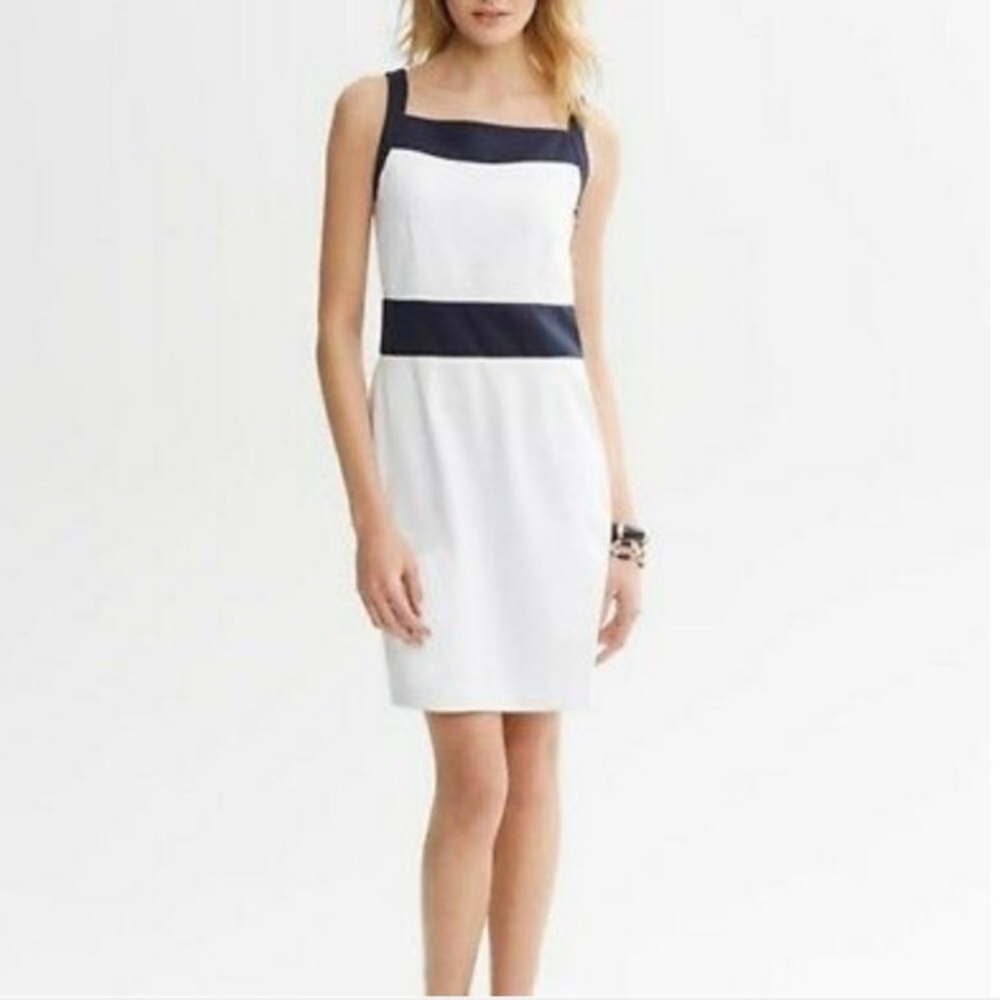 Banana Republic white/navy NEW dress size 4